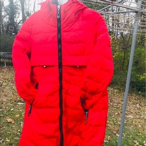 No Show Women’s Red Parka with Hood